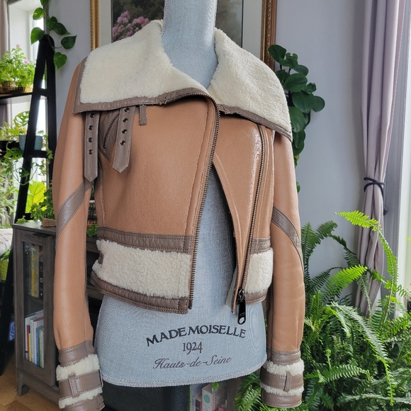 Burberry Blue Label Shearling Aviator Jacket - Picture 3 of 16